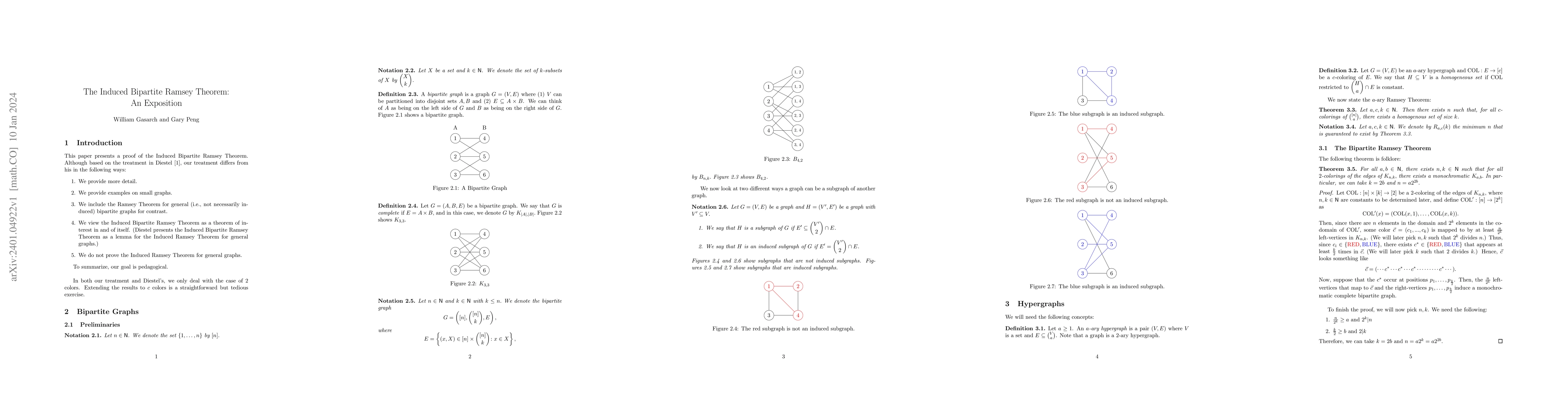 Thumbnail for The Induced Bipartite Ramsey Theorem: An Exposition