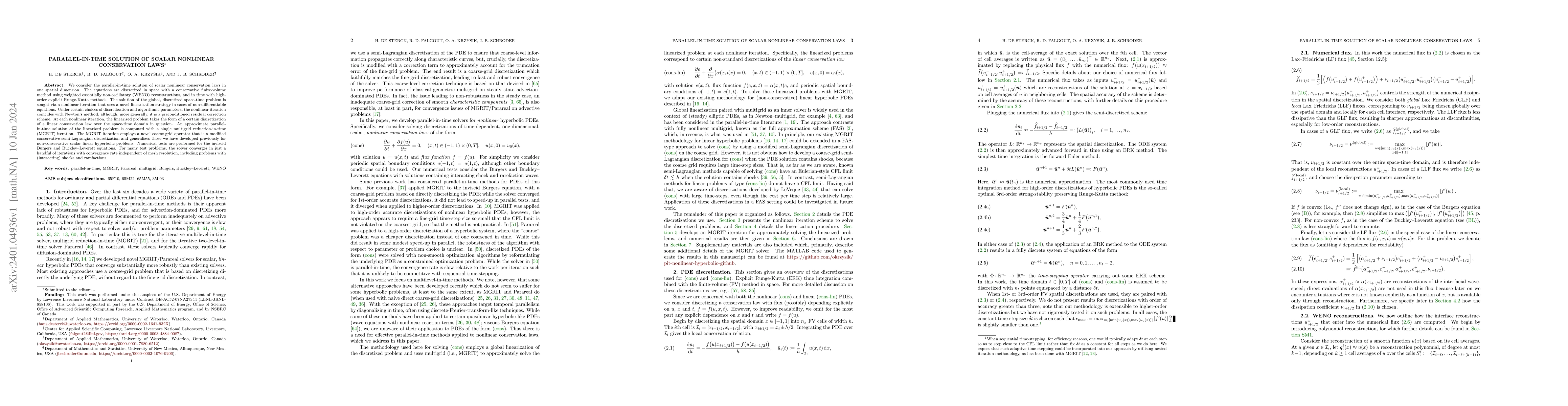 Thumbnail for Parallel-in-time solution of scalar nonlinear conservation laws