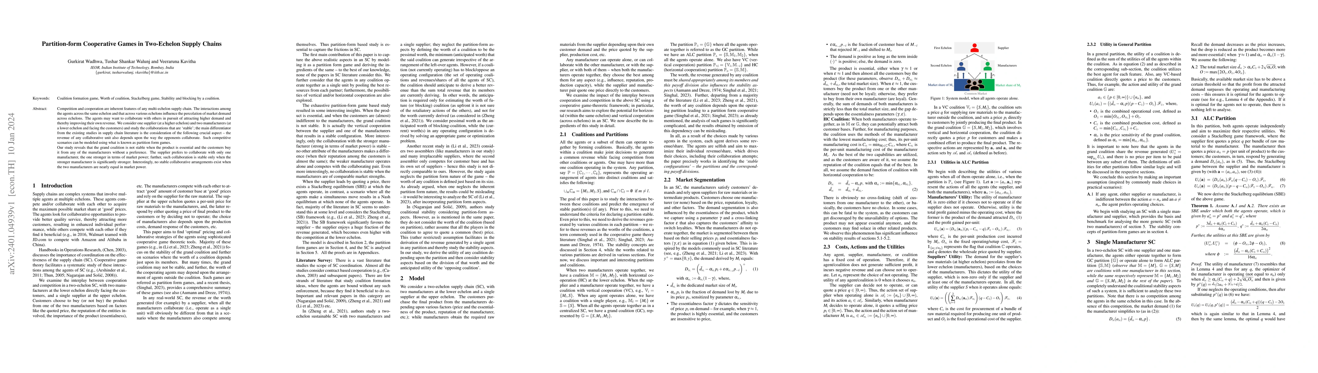 Thumbnail for Partition-form Cooperative Games in Two-Echelon Supply Chains