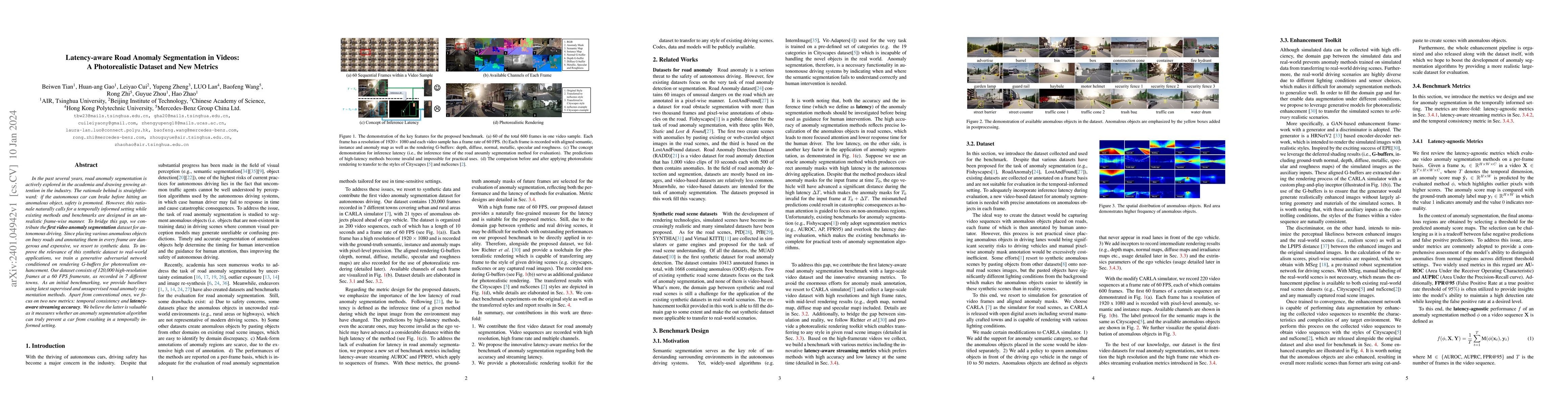 Thumbnail for Latency-aware Road Anomaly Segmentation in Videos: A Photorealistic
  Dataset and New Metrics