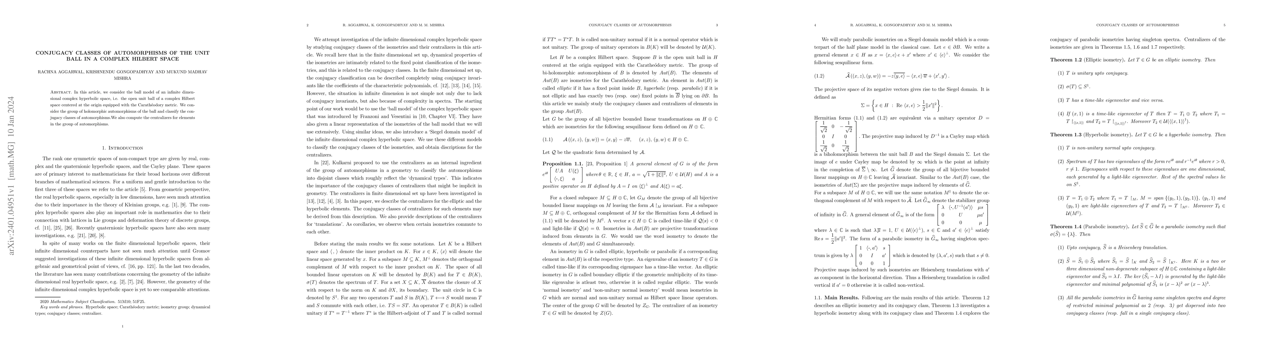 Thumbnail for Conjugacy classes of automorphisms of the unit ball in a complex Hilbert
  space