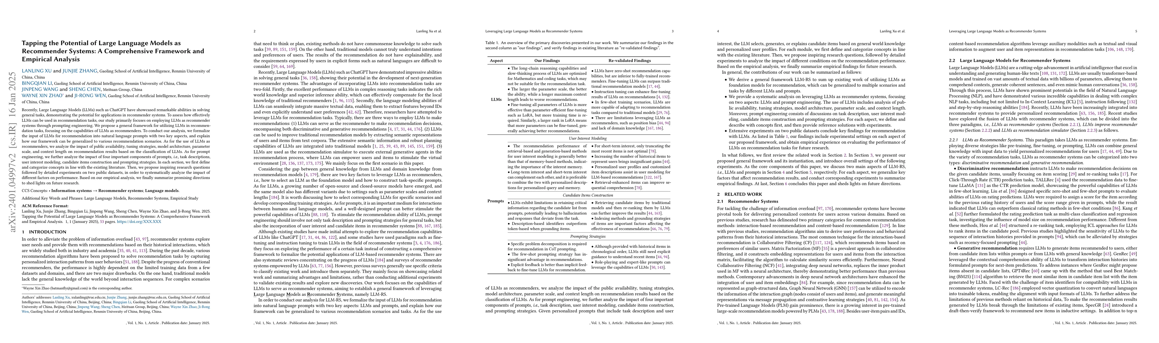 Thumbnail for Prompting Large Language Models for Recommender Systems: A Comprehensive
  Framework and Empirical Analysis