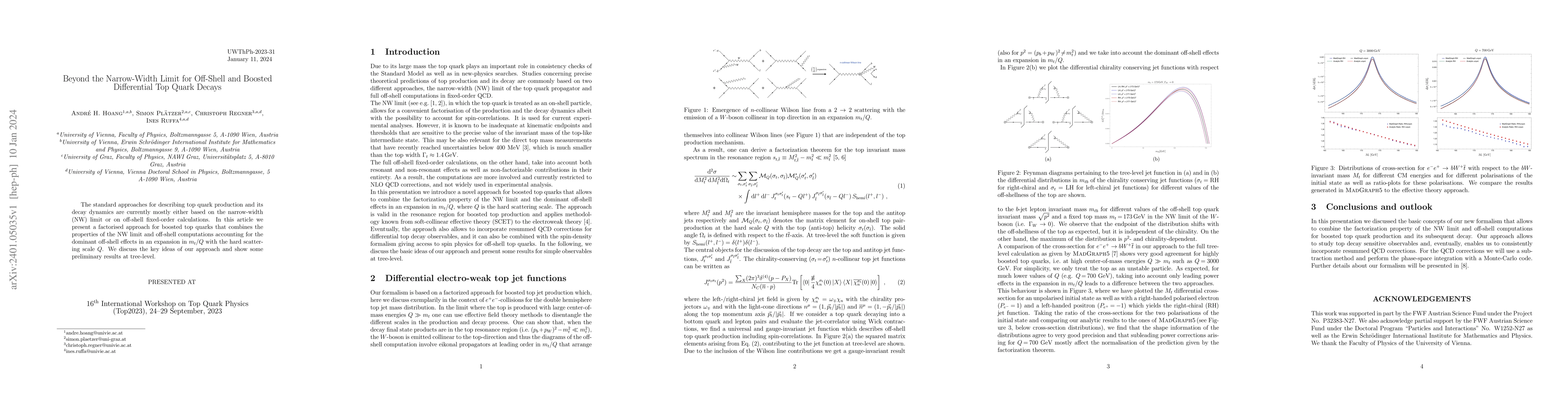 Thumbnail for Beyond the Narrow-Width Limit for Off-Shell and Boosted Differential Top
  Quark Decays