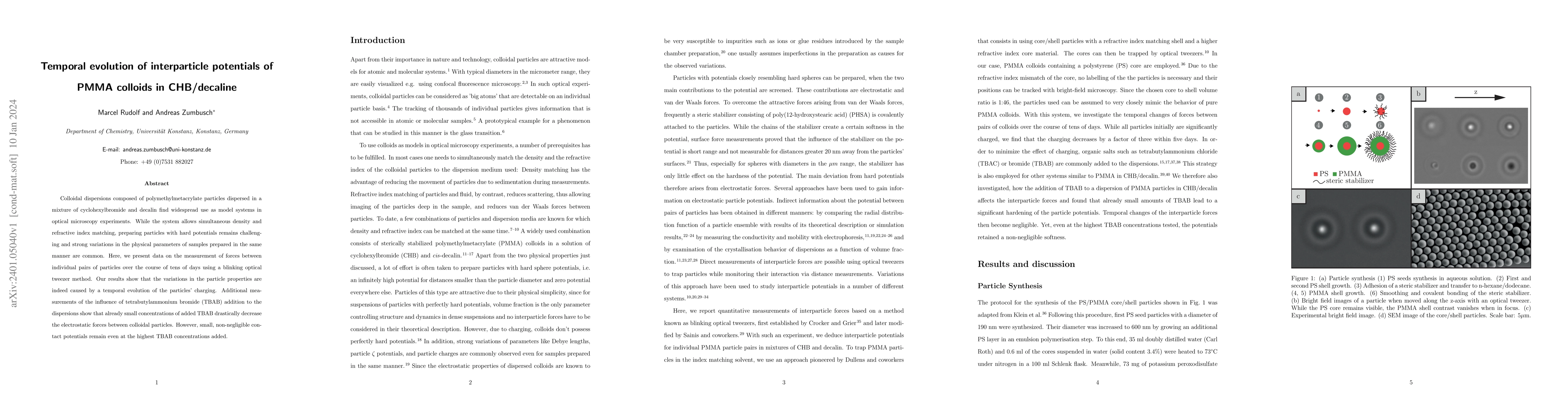 Thumbnail for Temporal evolution of interparticle potentials of PMMA colloids in
  CHB/decaline