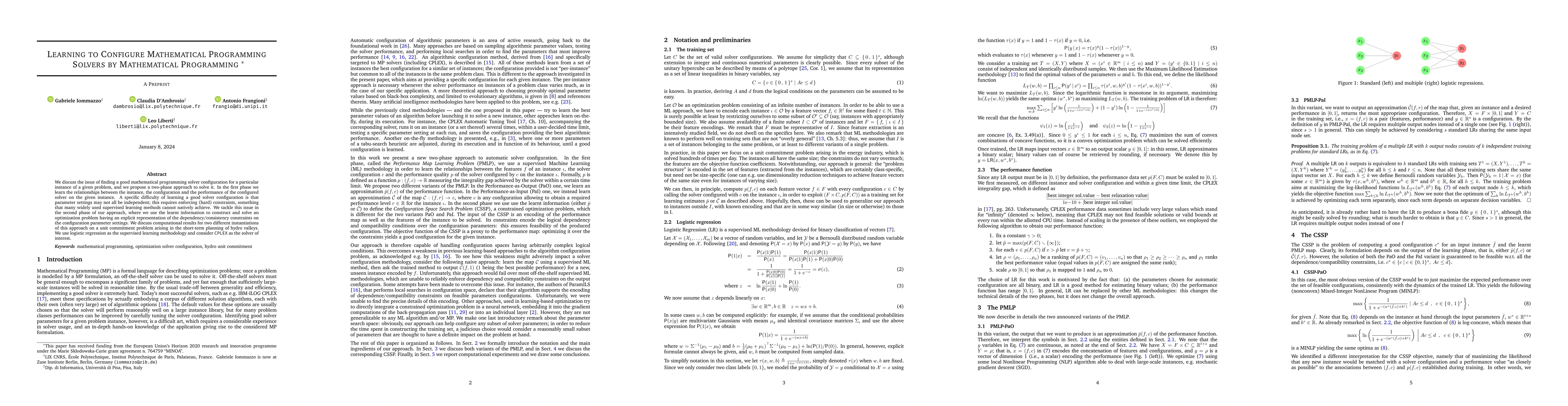Thumbnail for Learning to Configure Mathematical Programming Solvers by Mathematical
  Programming