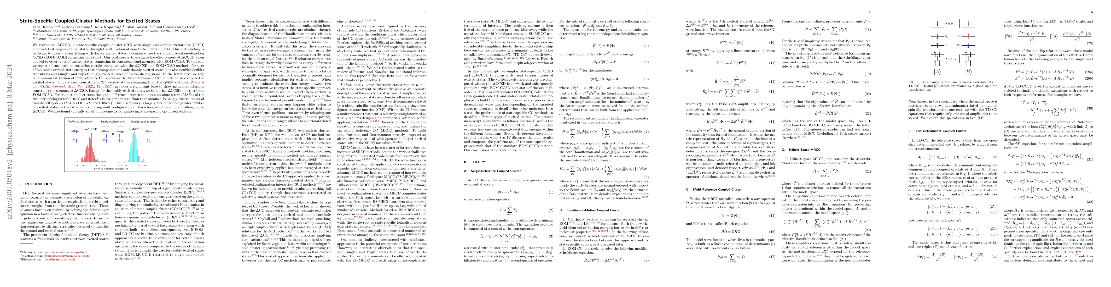Thumbnail for State-Specific Coupled-Cluster Methods for Excited States