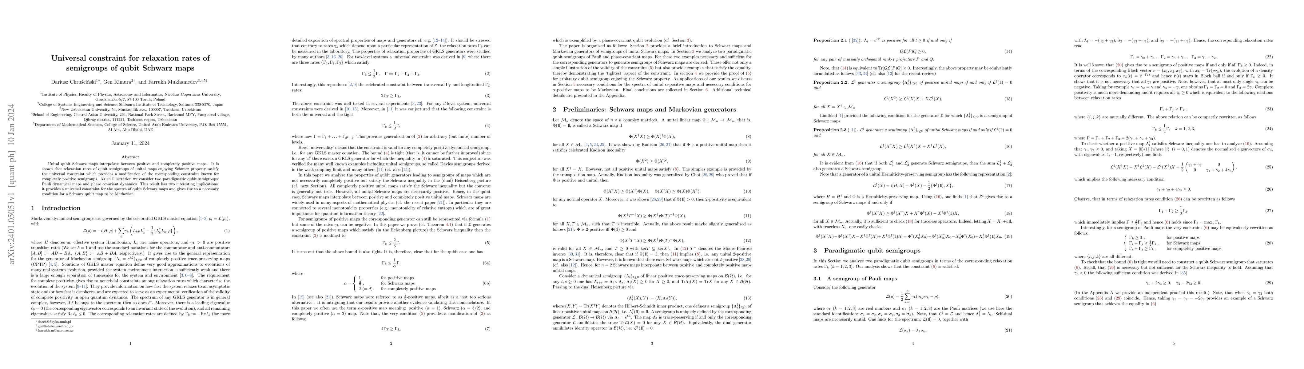 Thumbnail for Universal constraint for relaxation rates of semigroups of qubit Schwarz
  maps