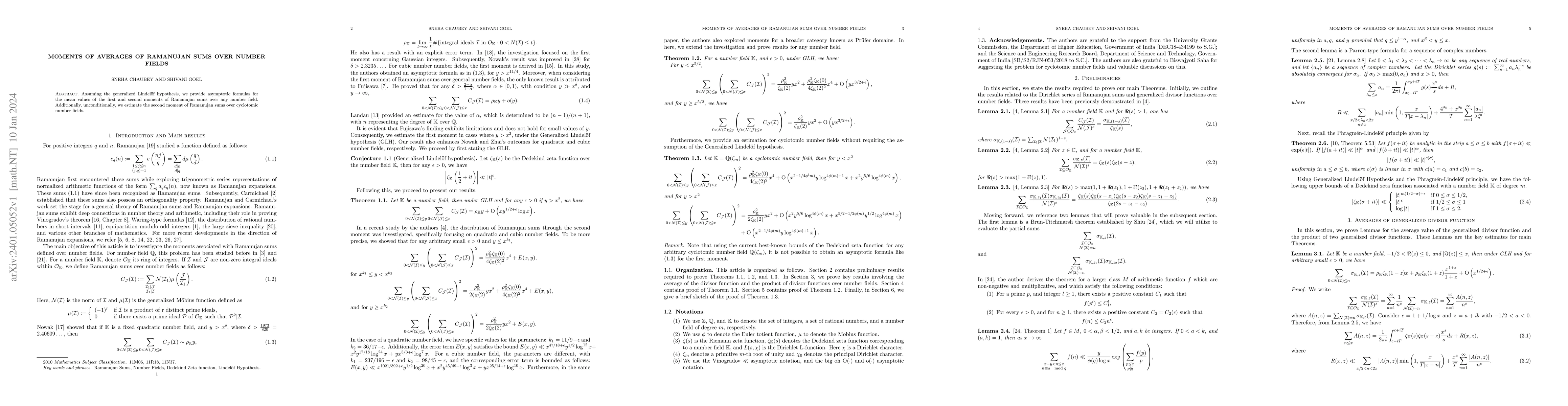 Thumbnail for Moments of Averages of Ramanujan Sums over Number Fields