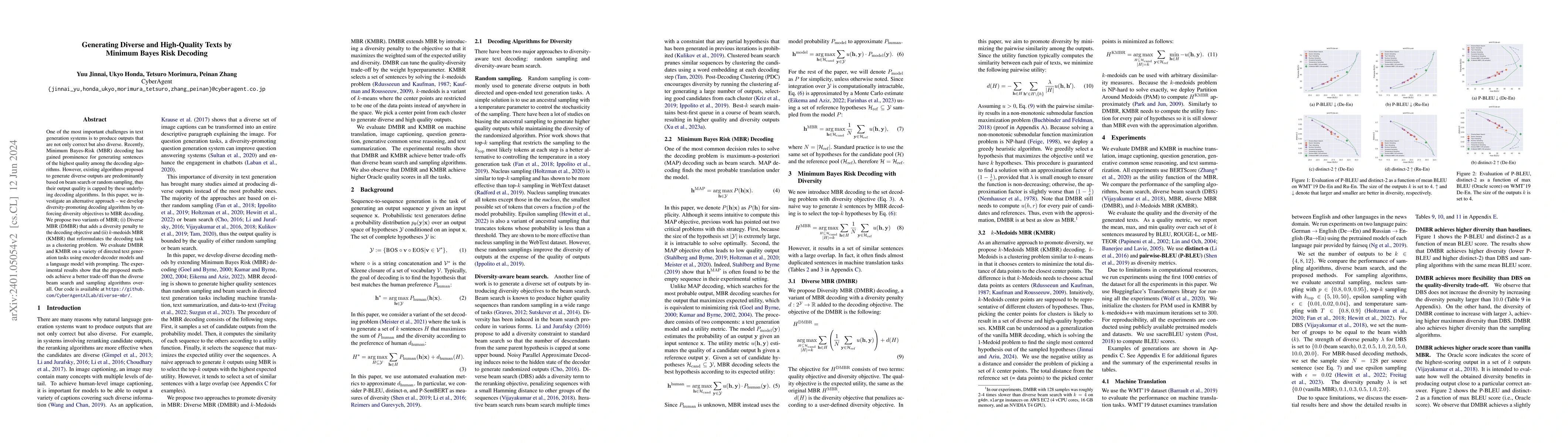 Thumbnail for Generating Diverse and High-Quality Texts by Minimum Bayes Risk Decoding