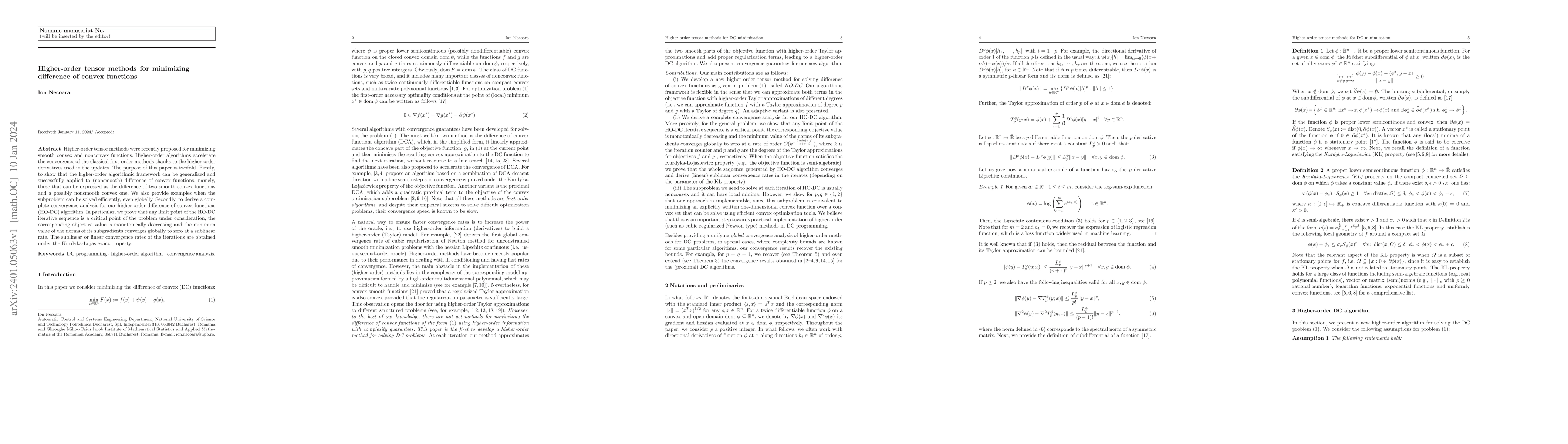 Thumbnail for Higher-order tensor methods for minimizing difference of convex
  functions