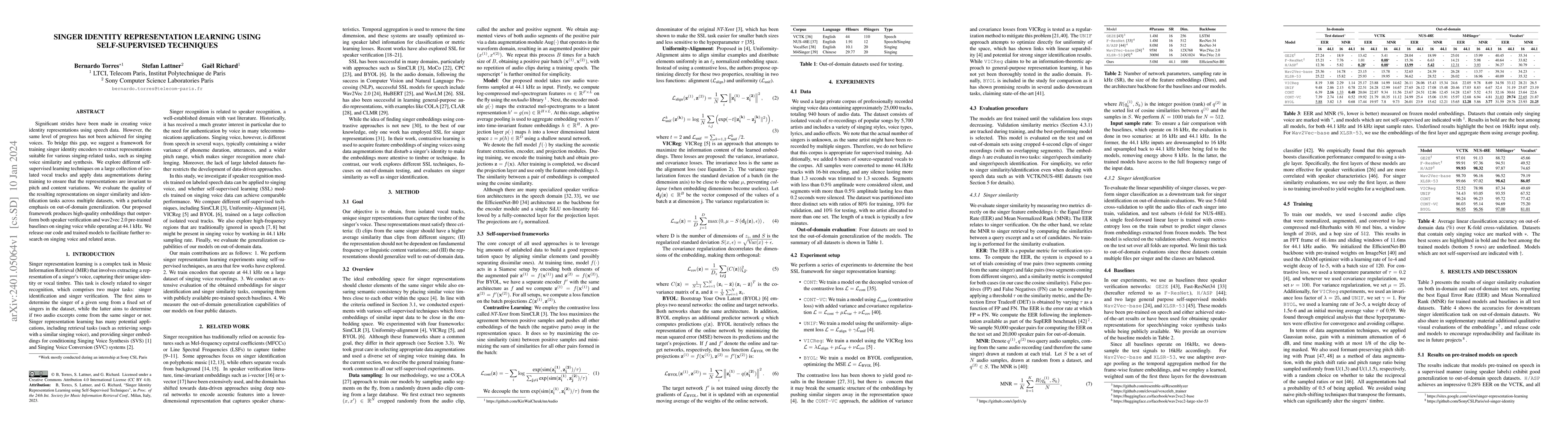 Thumbnail for Singer Identity Representation Learning using Self-Supervised Techniques