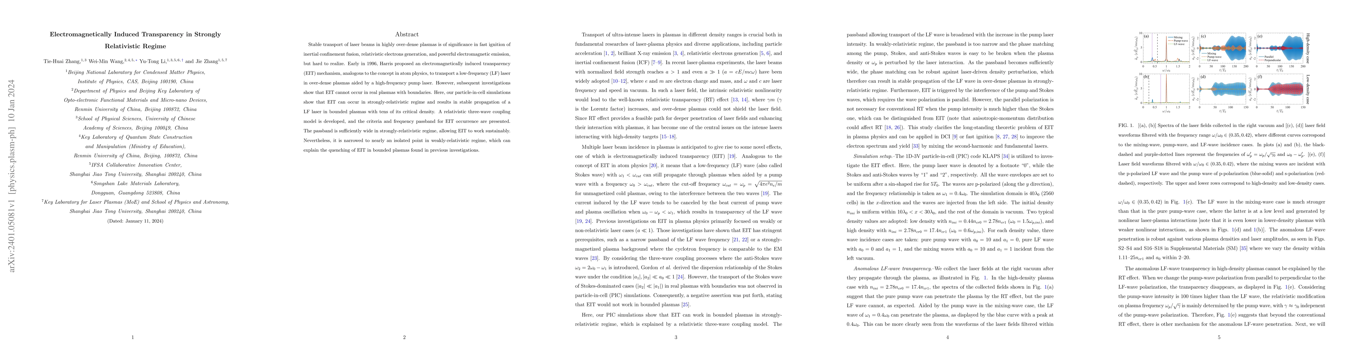Thumbnail for Electromagnetically Induced Transparency in Strongly Relativistic Regime