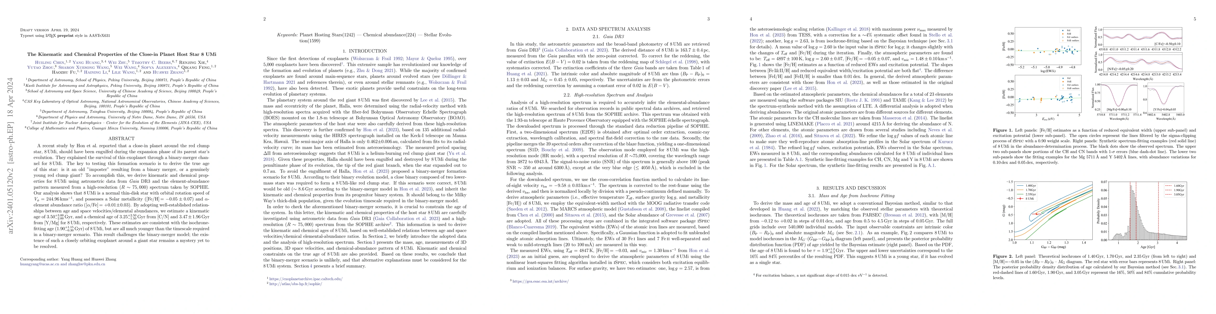 Thumbnail for The Kinematic and Chemical Properties of the Close-in Planet Host Star 8
  UMi