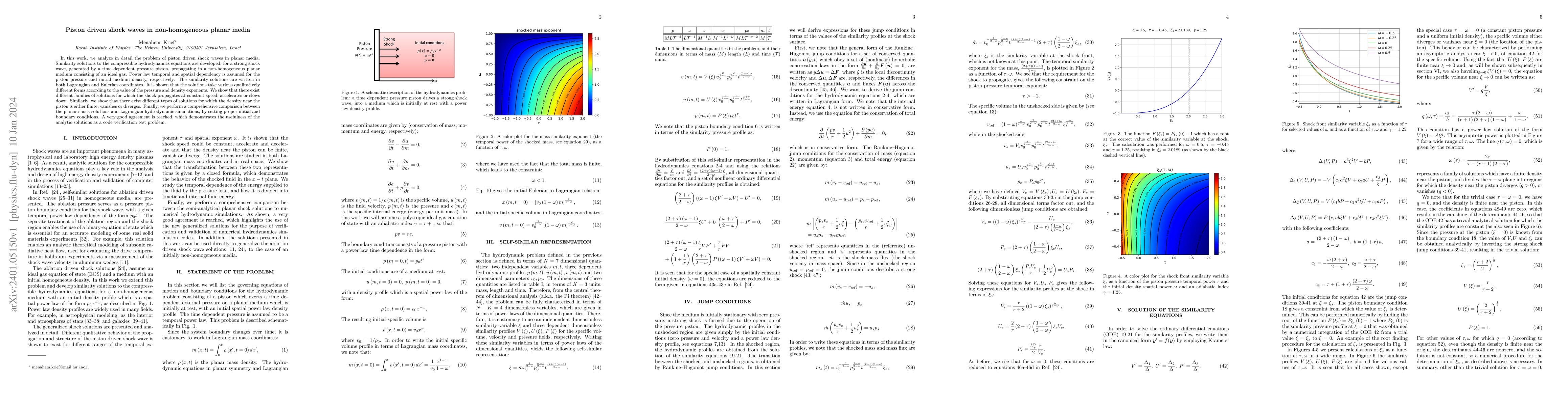 Thumbnail for Piston driven shock waves in non-homogeneous planar media