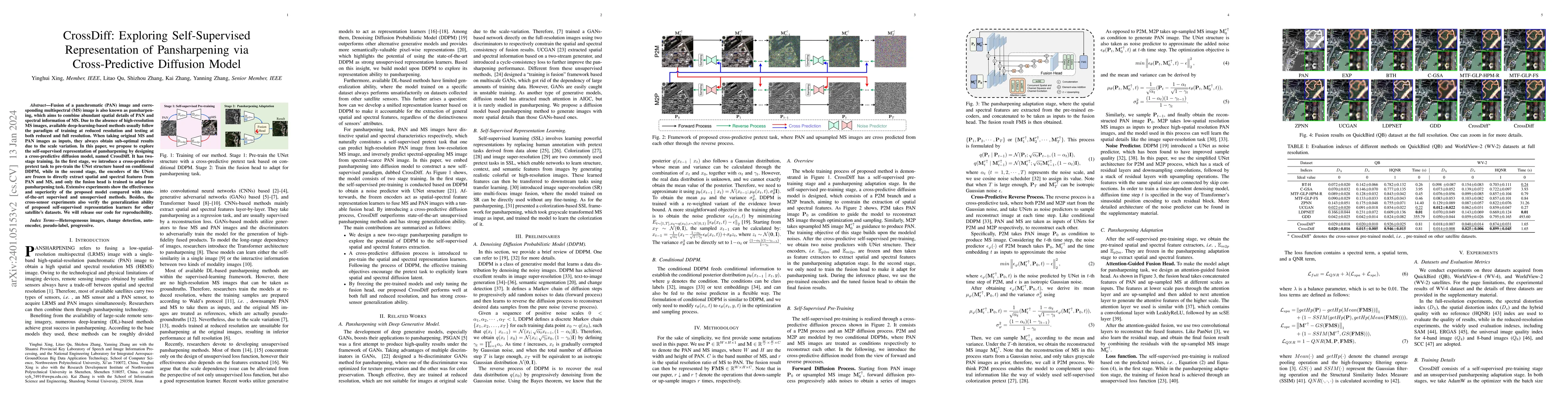 Thumbnail for CrossDiff: Exploring Self-Supervised Representation of Pansharpening via
  Cross-Predictive Diffusion Model