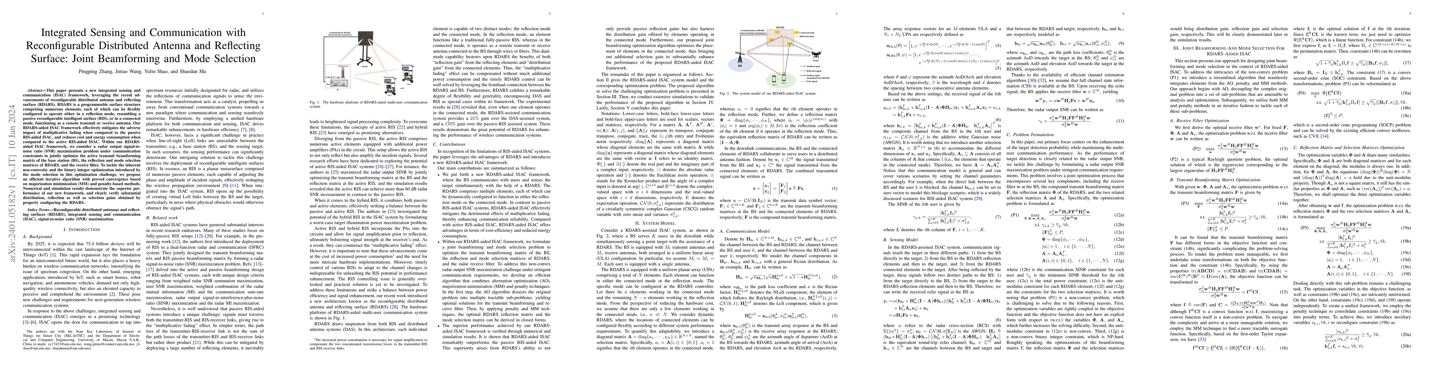 Thumbnail for Integrated Sensing and Communication with Reconfigurable Distributed
  Antenna and Reflecting Surface: Joint Beamforming and Mode Selection