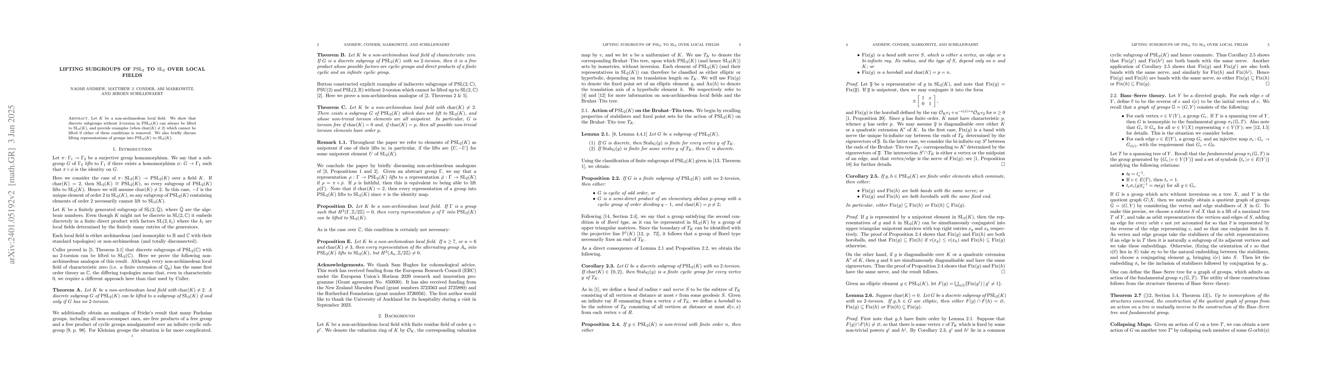 Thumbnail for Lifting subgroups of $\mathrm{PSL}_2$ to $\mathrm{SL}_2$ over local
  fields