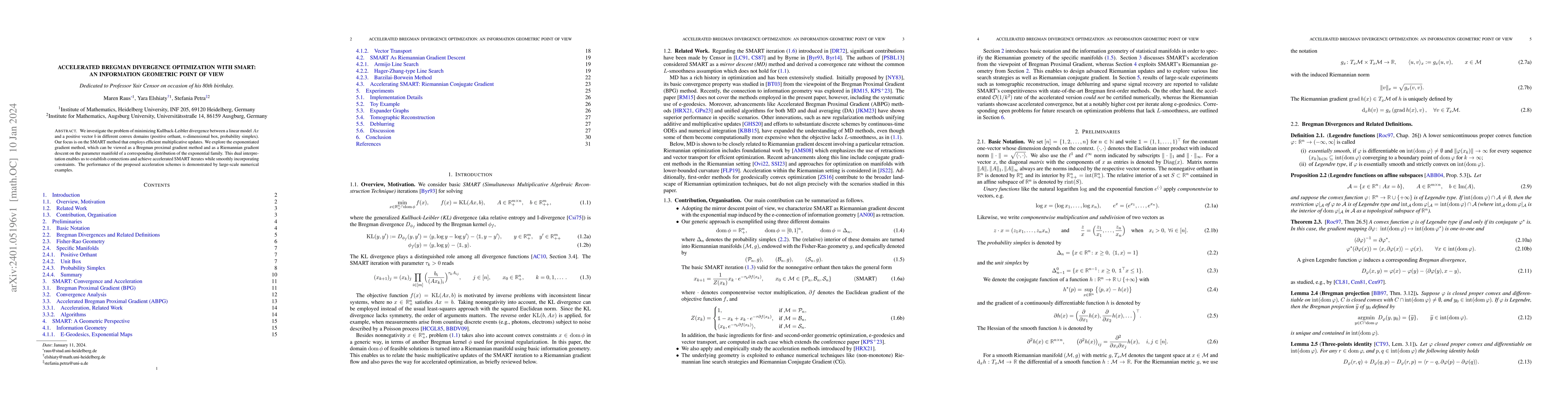 Thumbnail for Accelerated Bregmann divergence optimization with SMART: an information
  geometry point of view