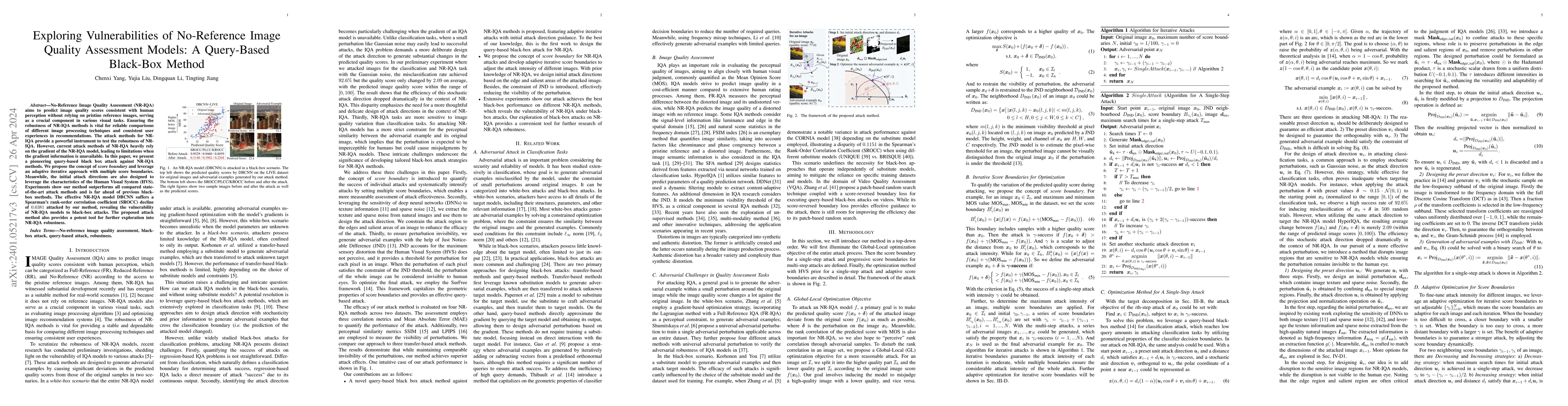 Thumbnail for Exploring Vulnerabilities of No-Reference Image Quality Assessment
  Models: A Query-Based Black-Box Method