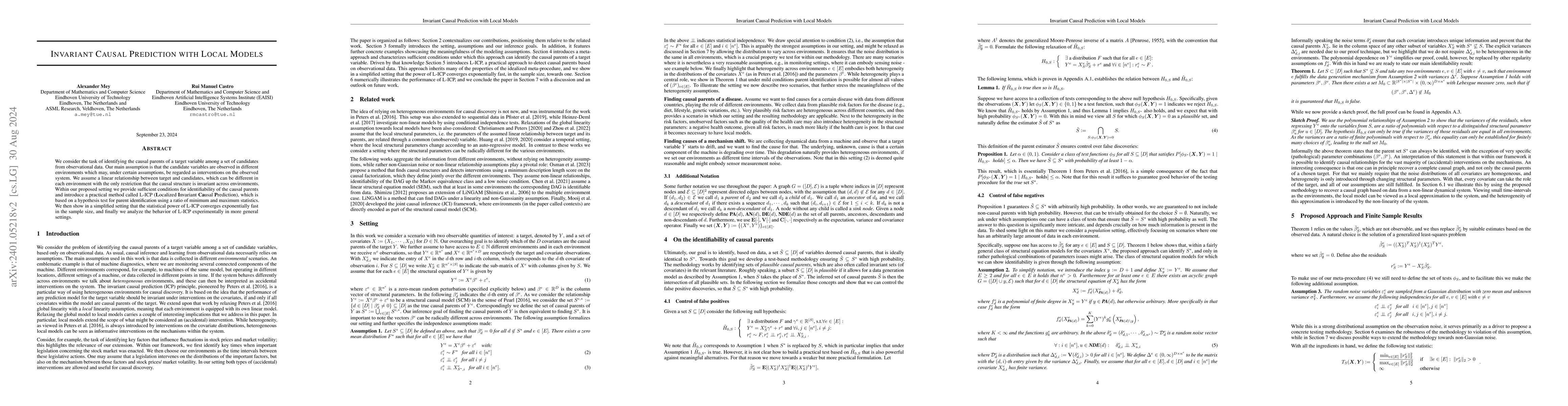 Thumbnail for Invariant Causal Prediction with Locally Linear Models