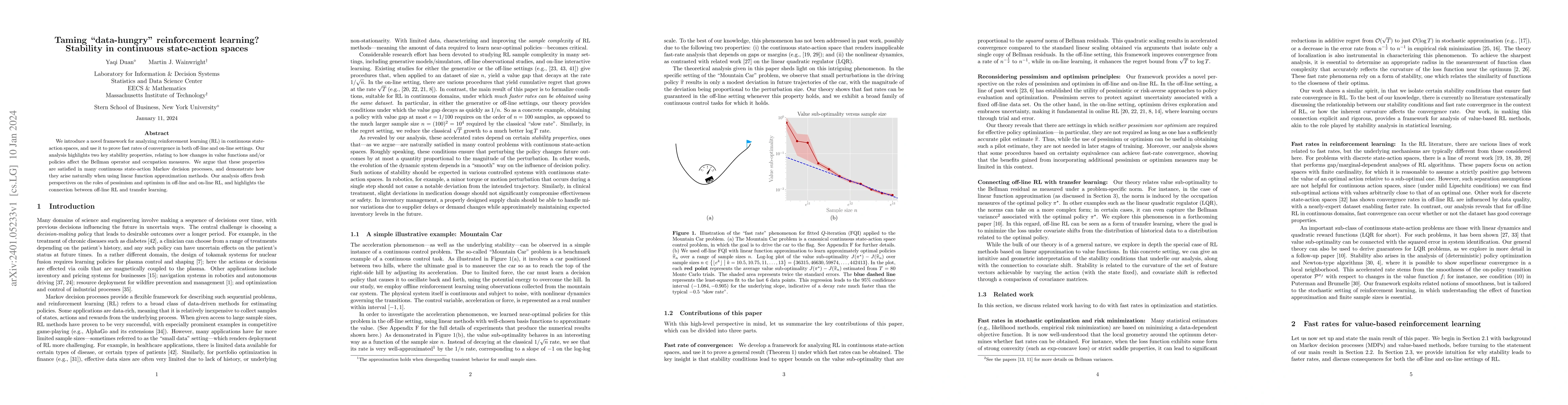 Thumbnail for Taming "data-hungry" reinforcement learning? Stability in continuous
  state-action spaces