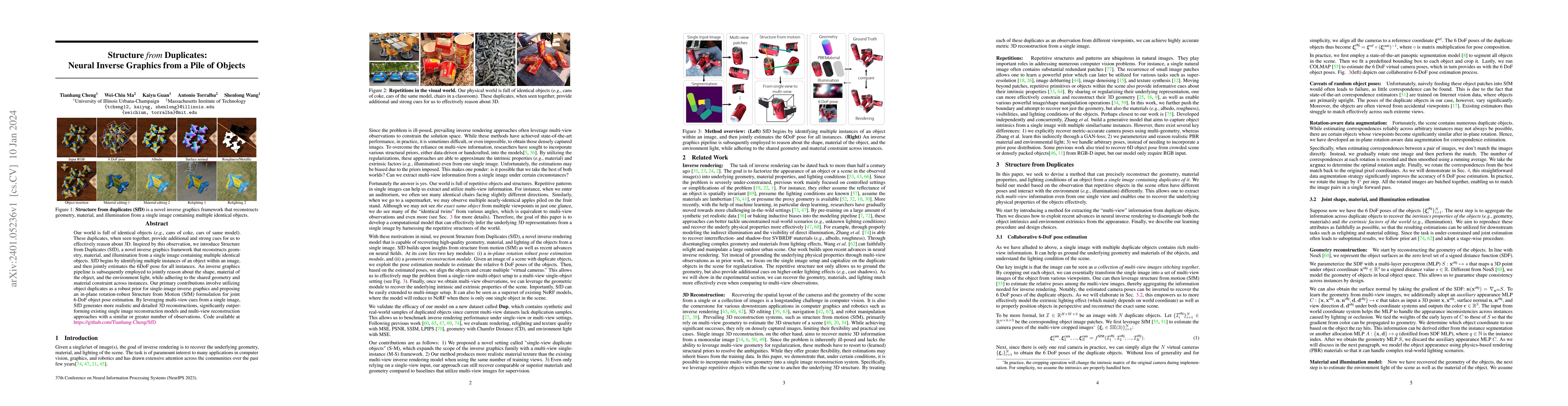 Thumbnail for Structure from Duplicates: Neural Inverse Graphics from a Pile of
  Objects