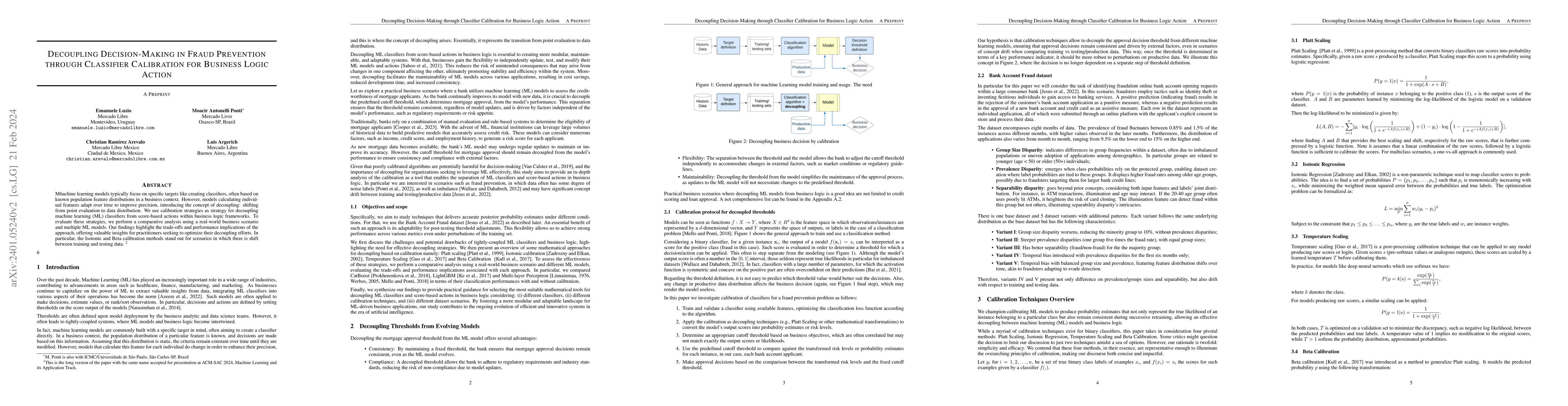 Thumbnail for Decoupling Decision-Making in Fraud Prevention through Classifier
  Calibration for Business Logic Action