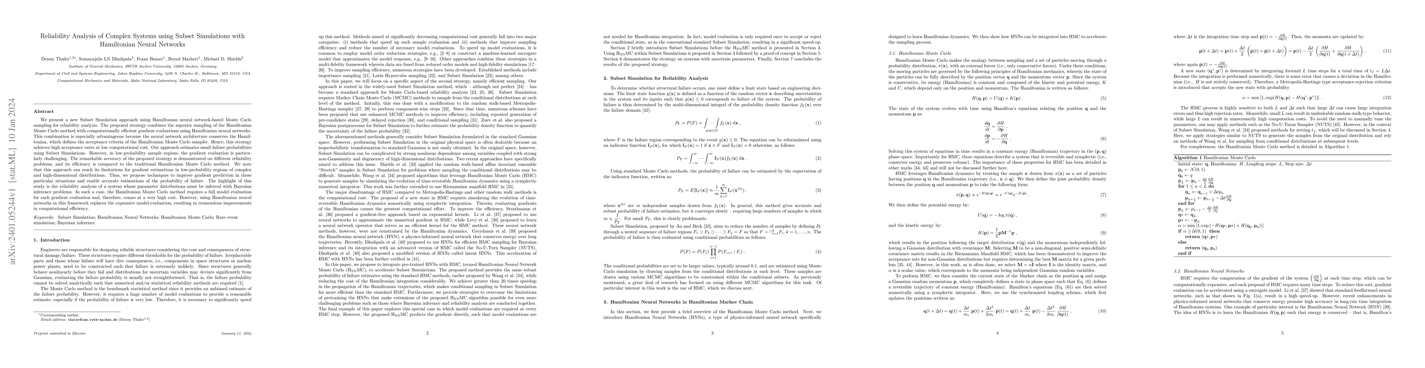 Thumbnail for Reliability Analysis of Complex Systems using Subset Simulations with
  Hamiltonian Neural Networks