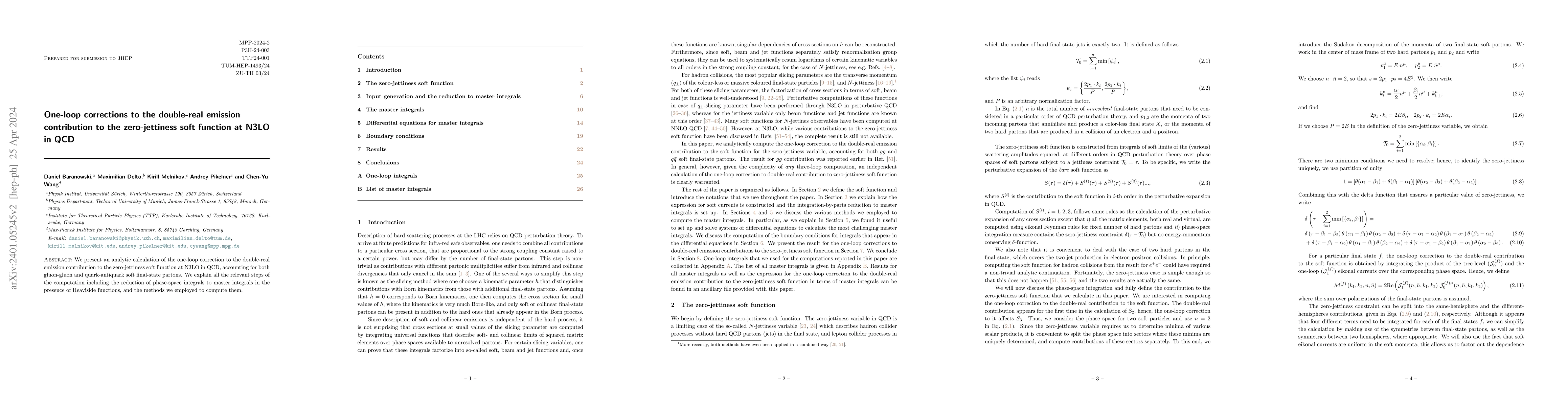 Thumbnail for One-loop corrections to the double-real emission contribution to the
  zero-jettiness soft function at N3LO in QCD