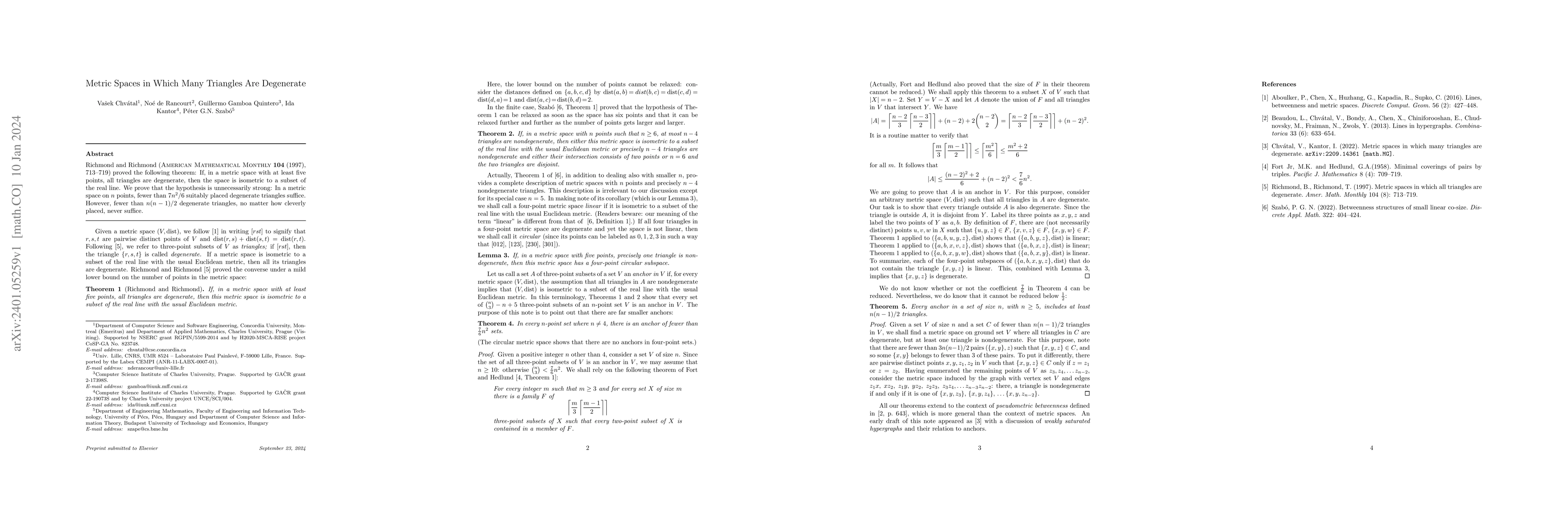 Thumbnail for Metric Spaces in Which Many Triangles Are Degenerate