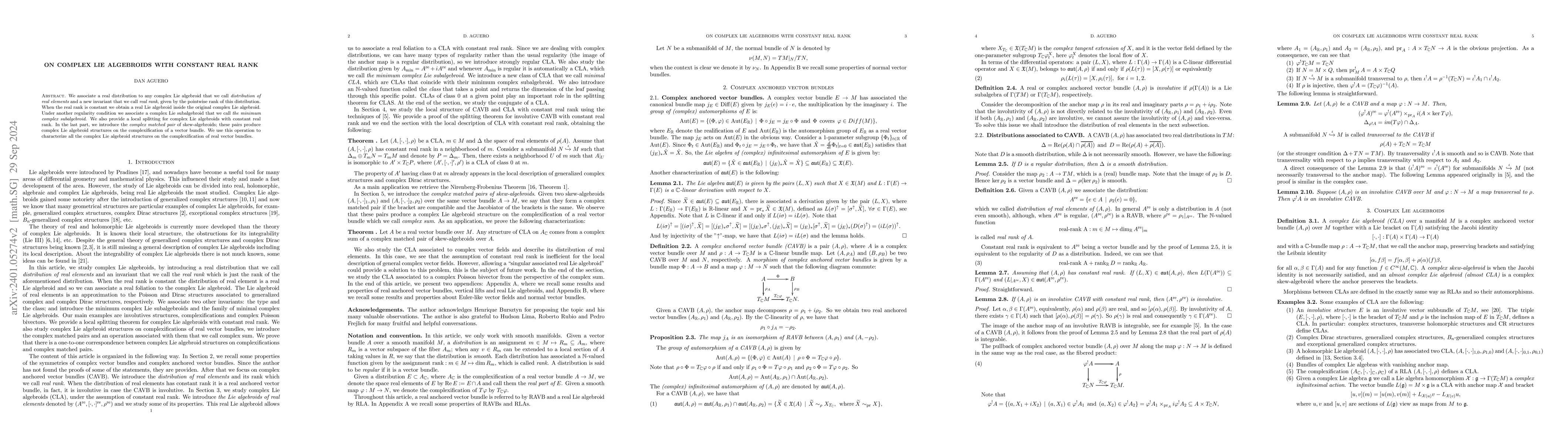 Thumbnail for On complex Lie algebroids with constant real rank