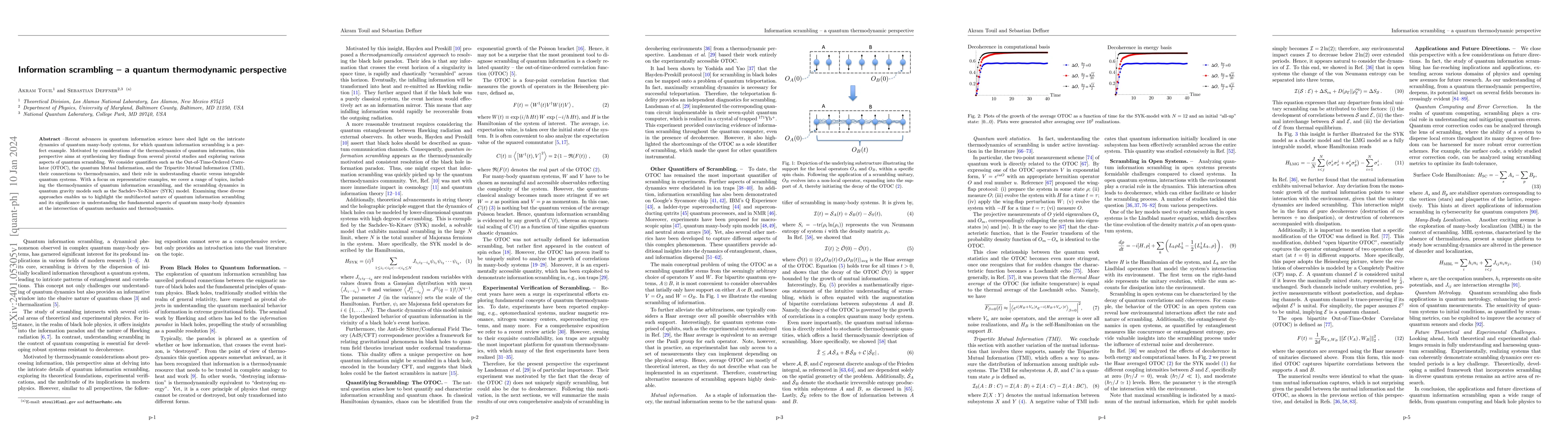 Thumbnail for Information scrambling -- a quantum thermodynamic perspective