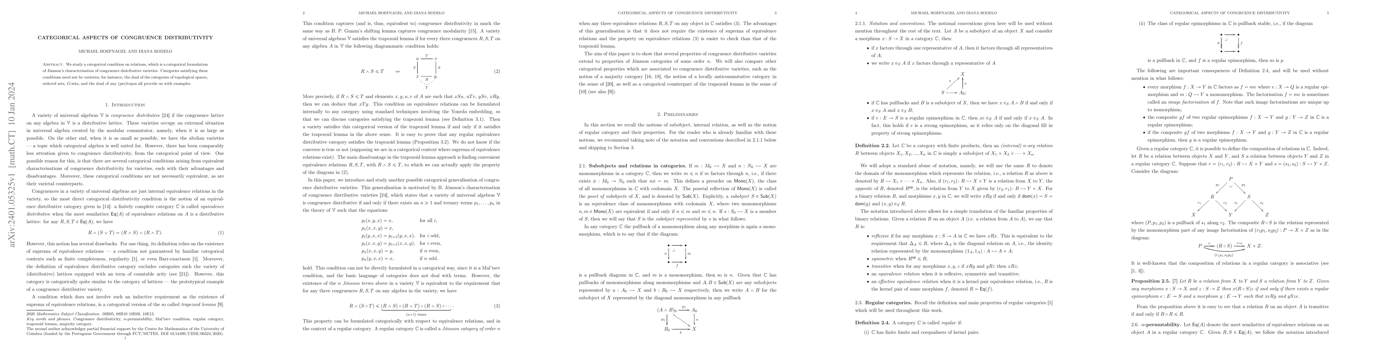 Thumbnail for Categorical aspects of congruence distributivity