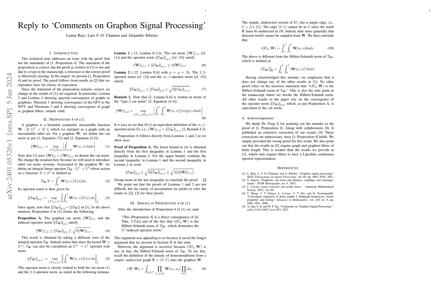 Thumbnail for Reply to 'Comments on Graphon Signal Processing' [arXiv:2310.14683]