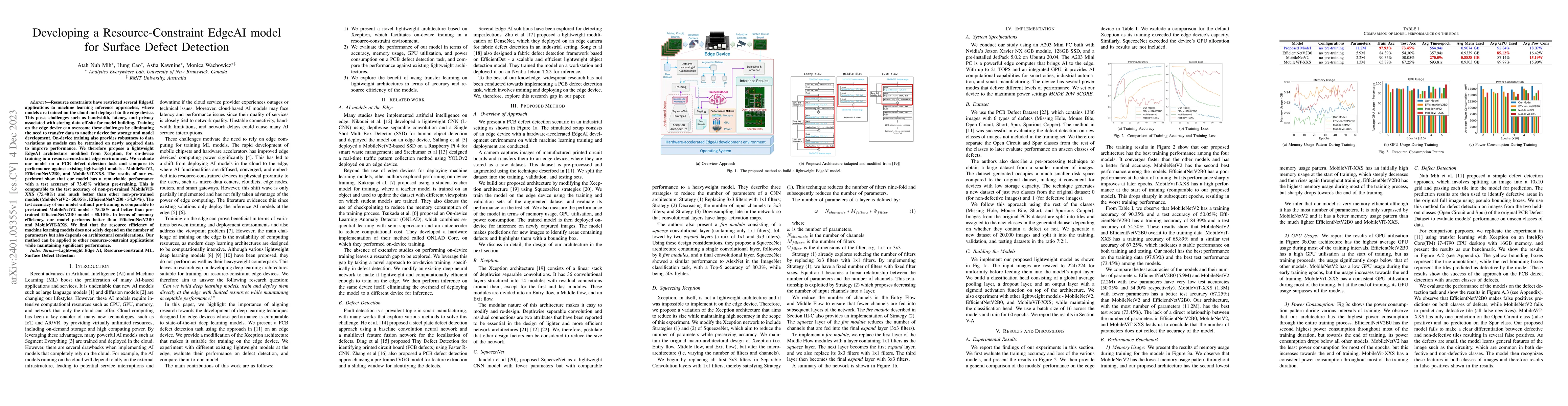 Thumbnail for Developing a Resource-Constraint EdgeAI model for Surface Defect
  Detection