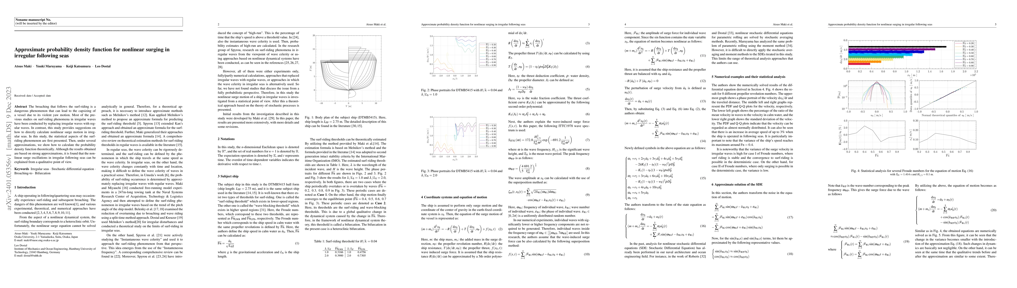 Thumbnail for Approximate probability density function for nonlinear surging in
  irregular following seas