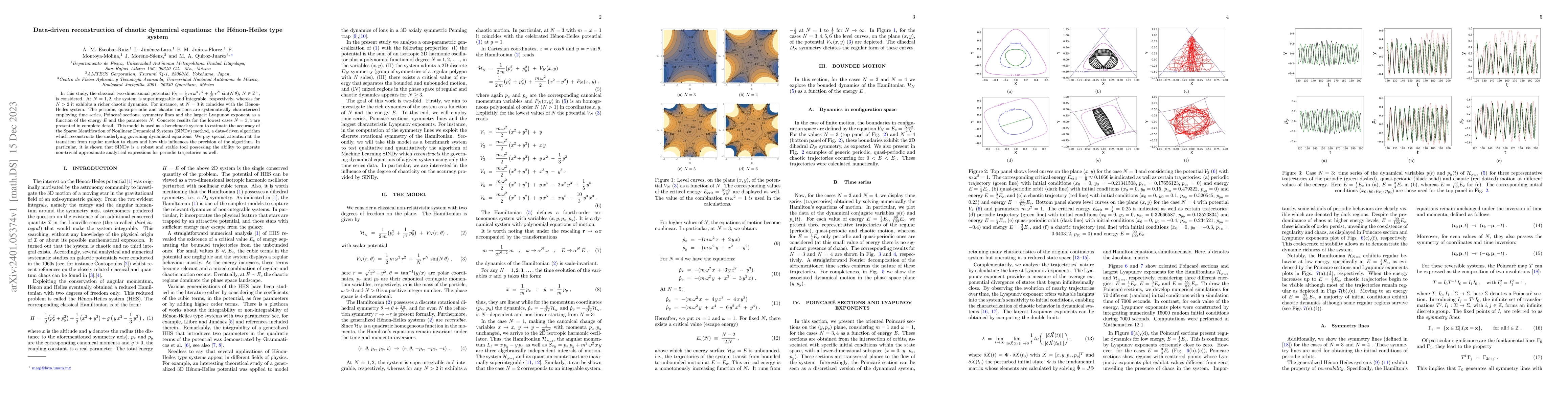 Thumbnail for Data-driven reconstruction of chaotic dynamical equations: the
  H\'enon-Heiles type system