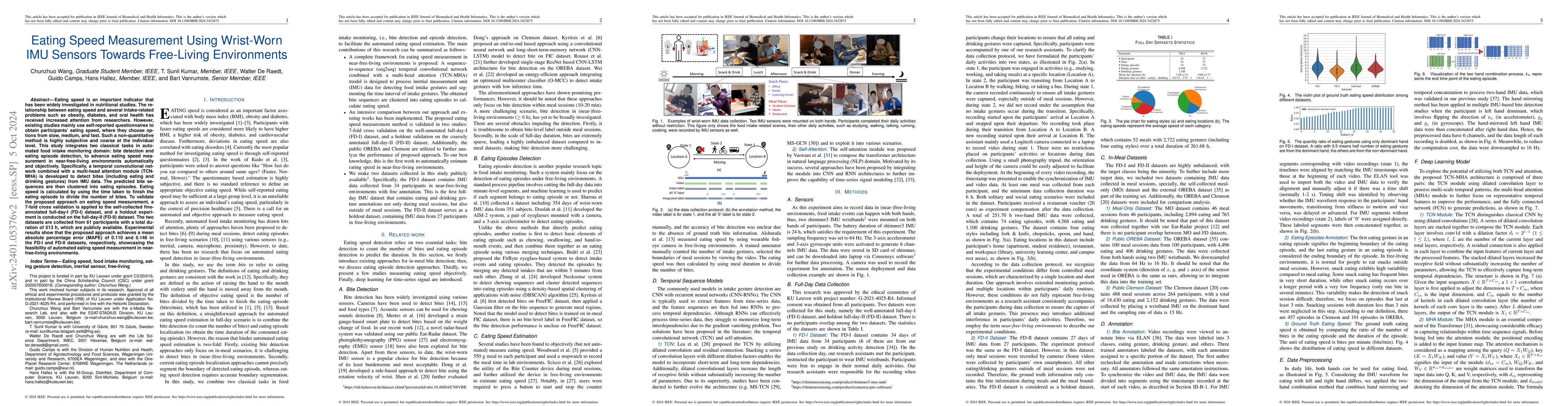 Thumbnail for Eating Speed Measurement Using Wrist-Worn IMU Sensors in Free-Living
  Environments