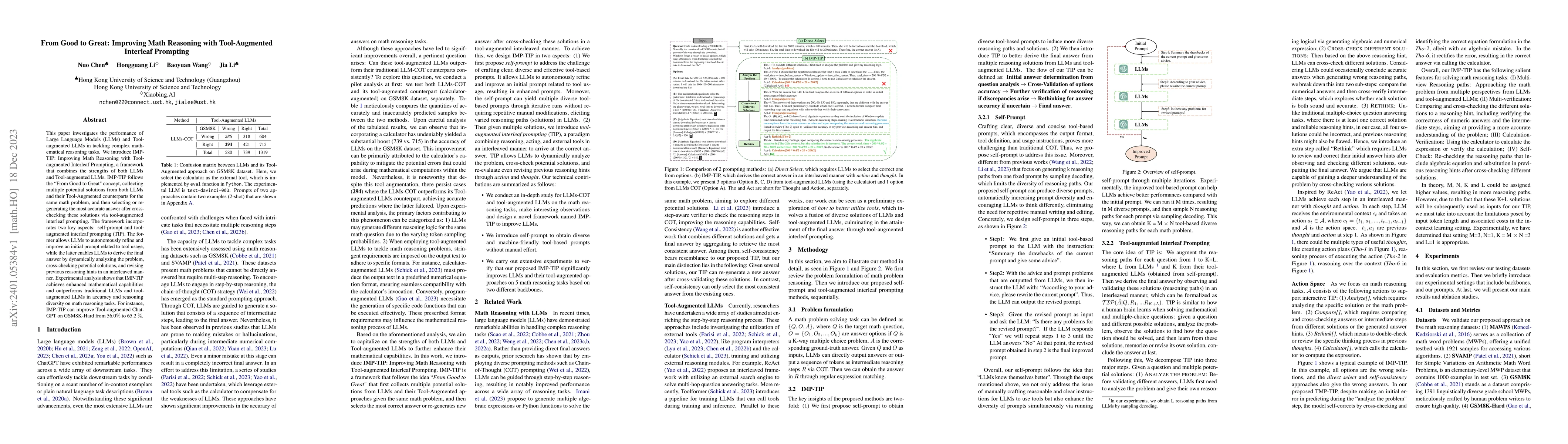 Thumbnail for From Good to Great: Improving Math Reasoning with Tool-Augmented
  Interleaf Prompting