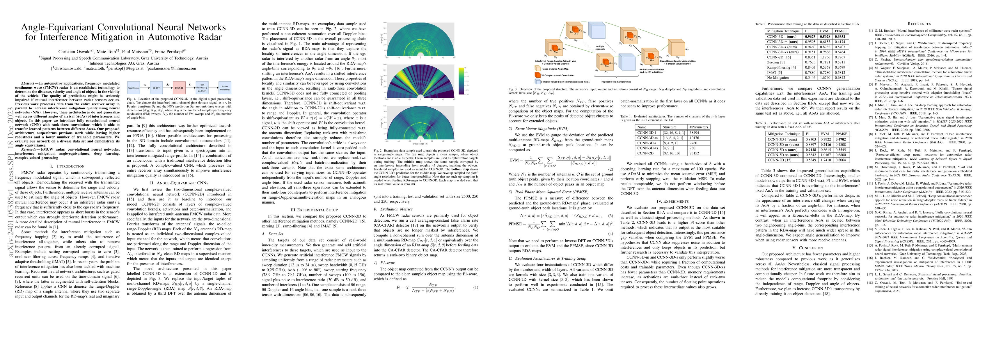 Thumbnail for Angle-Equivariant Convolutional Neural Networks for Interference
  Mitigation in Automotive Radar