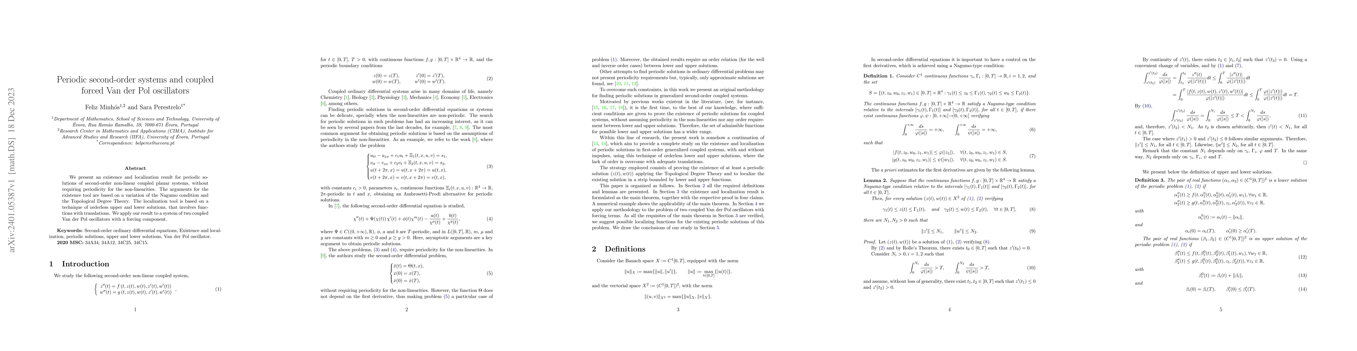 Thumbnail for Periodic second-order systems and coupled forced Van der Pol oscillators