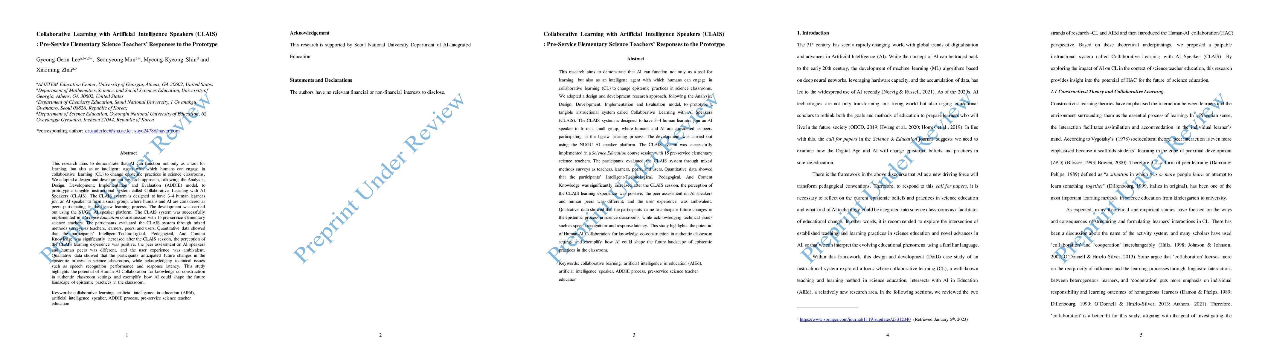 Thumbnail for Collaborative Learning with Artificial Intelligence Speakers (CLAIS):
  Pre-Service Elementary Science Teachers' Responses to the Prototype
