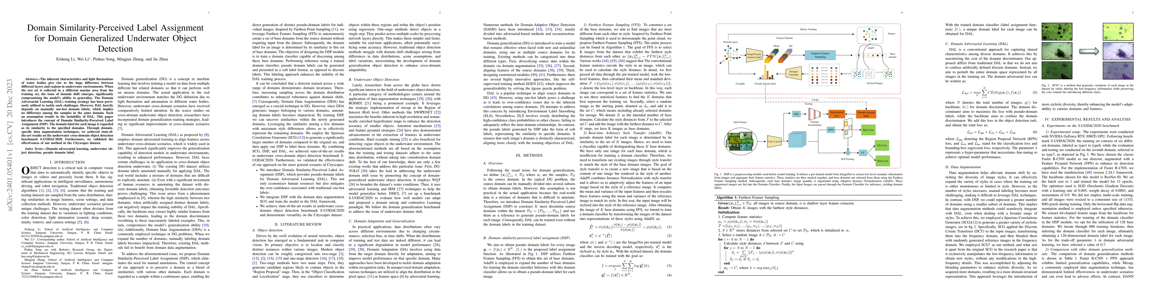 Thumbnail for Domain Similarity-Perceived Label Assignment for Domain Generalized
  Underwater Object Detection