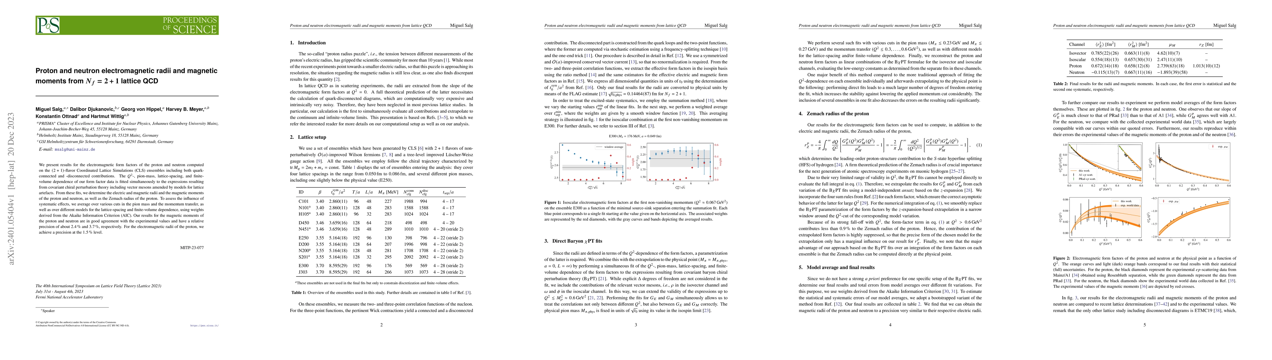 Thumbnail for Proton and neutron electromagnetic radii and magnetic moments from $N_f
  = 2 + 1$ lattice QCD
