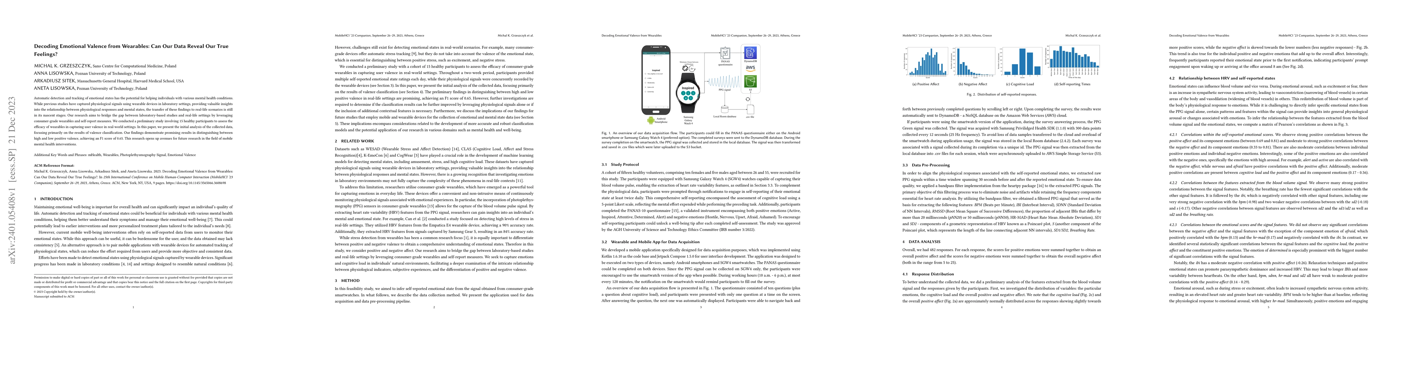 Thumbnail for Decoding Emotional Valence from Wearables: Can Our Data Reveal Our True
  Feelings?