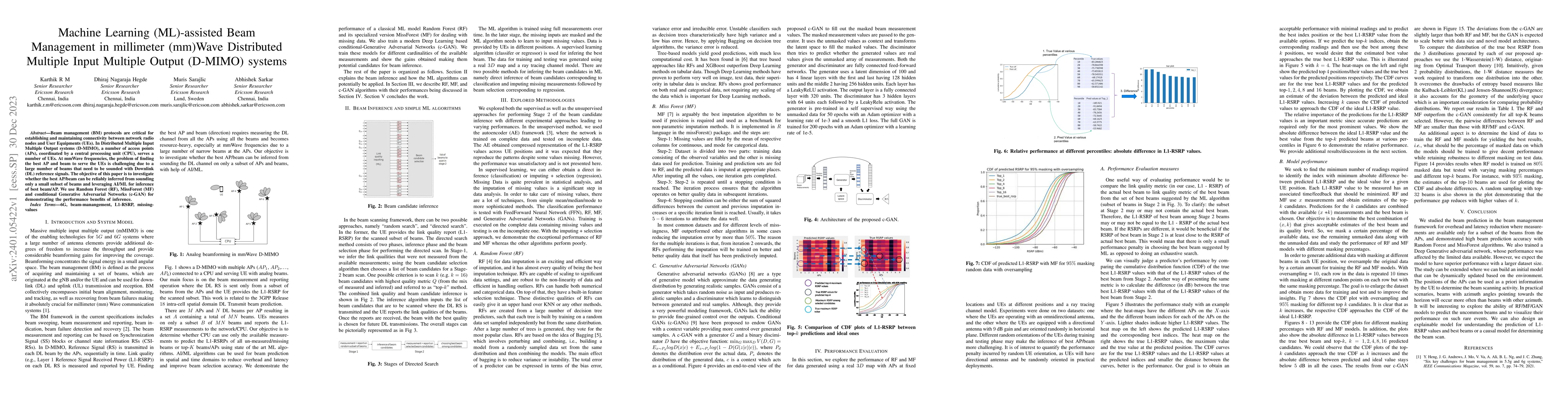Thumbnail for Machine Learning (ML)-assisted Beam Management in millimeter (mm)Wave
  Distributed Multiple Input Multiple Output (D-MIMO) systems