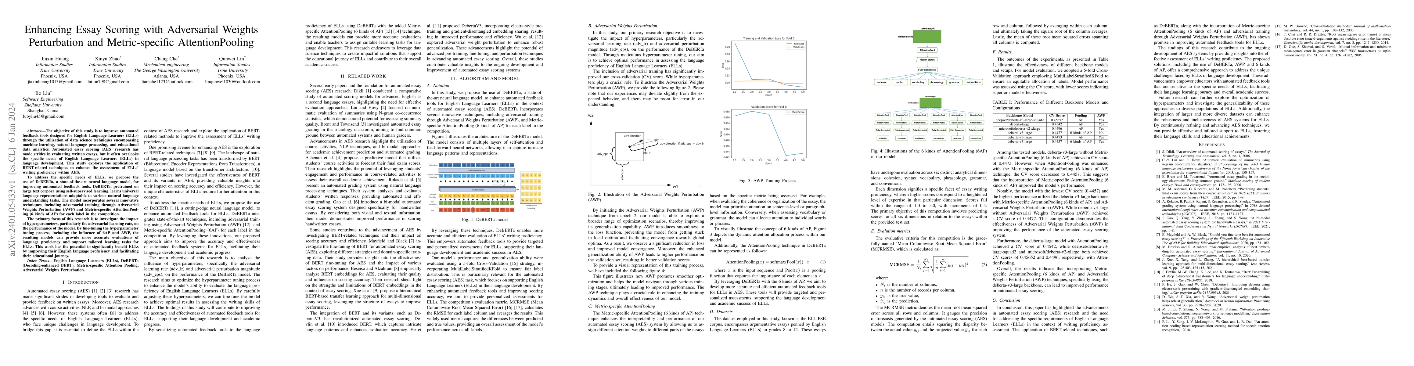 Thumbnail for Enhancing Essay Scoring with Adversarial Weights Perturbation and
  Metric-specific AttentionPooling
