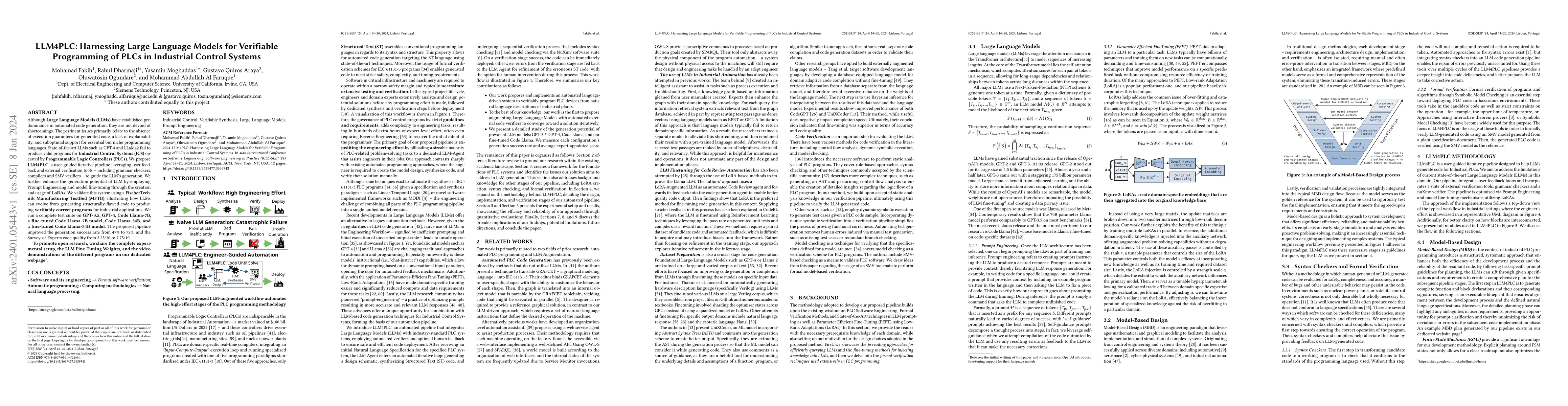 Thumbnail for LLM4PLC: Harnessing Large Language Models for Verifiable Programming of
  PLCs in Industrial Control Systems