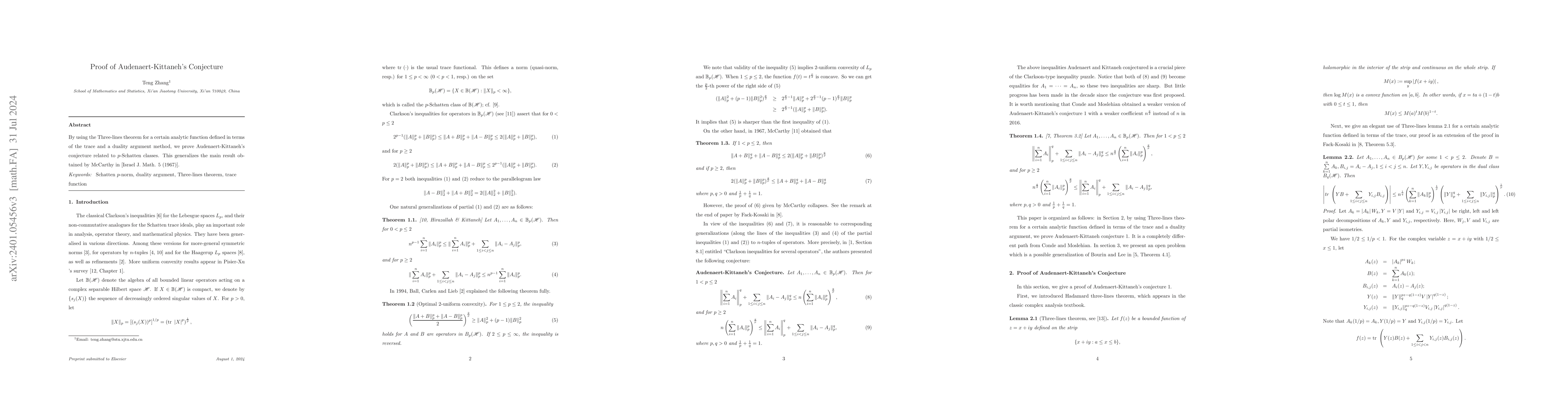 Thumbnail for Proof of Audenaert-Kittaneh's Conjecture