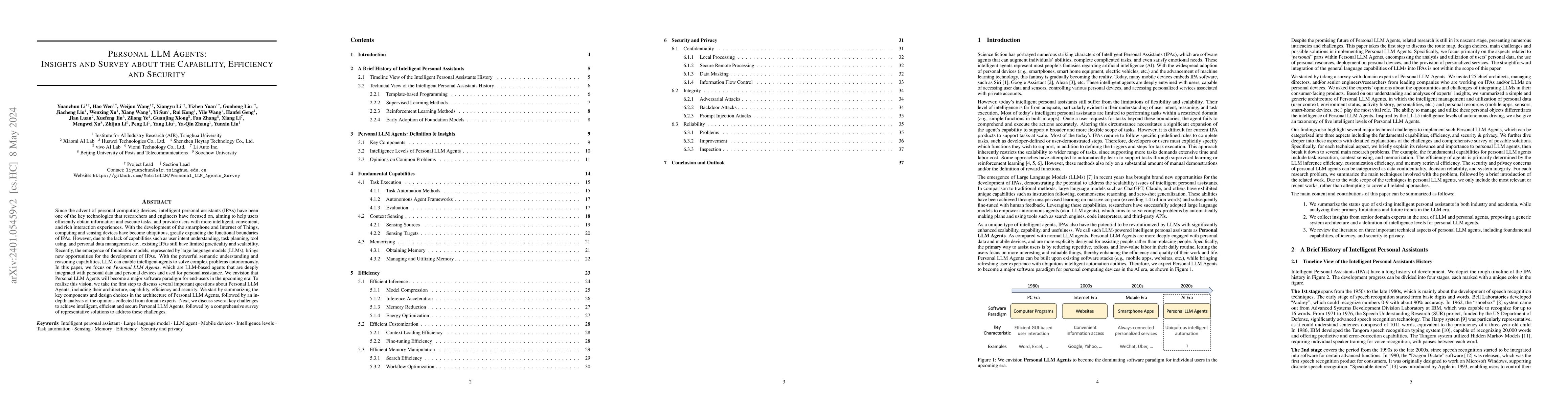 Thumbnail for Personal LLM Agents: Insights and Survey about the Capability,
  Efficiency and Security